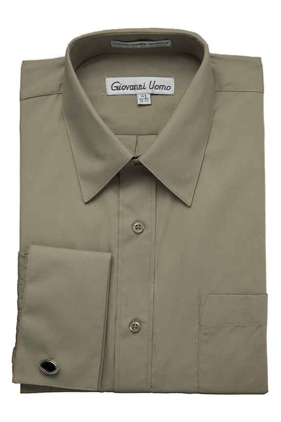 Men's 1921FC French Cuff Solid Dress Shirt - Olive - 18.5 4-5
