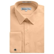 Gentlemens Collection Men's French Cuff Solid Dress Shirt Cufflink included
