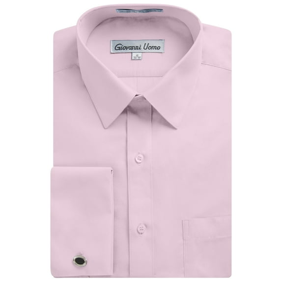 Gentlemens Collection Men's French Cuff Solid Dress Shirt Cufflink included