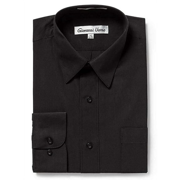 Gentlemens Collection Men's Regular Fit Long Sleeve Solid Dress Shirt,Black,15.5 inches Neck 32/33 inches Sleeve