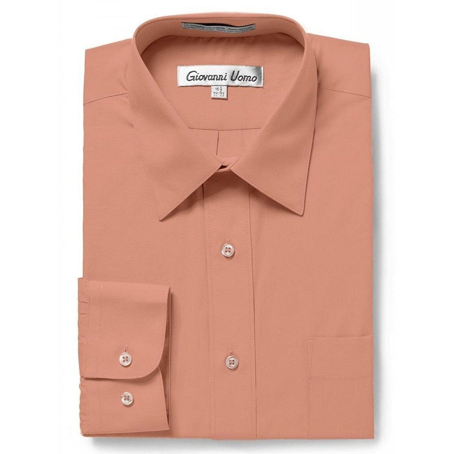 15.5 35 dress shirt Gentlemens Collection Men's Regular Fit Long Sleeve Solid Dress Shirt,Rust,15.5 inches Neck 34/35 inches Sleeve, Size: 15.5 Neck 34