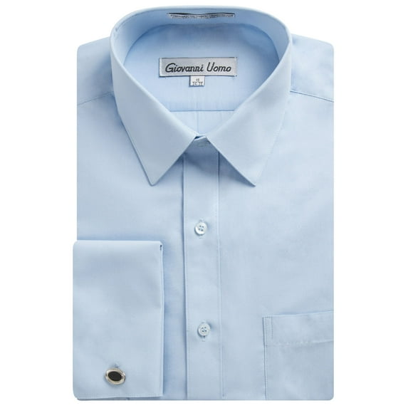 Gentlemens Collection Men's Regular & Slim Fit French Cuff Solid Dress Shirt - Colors Cufflink Included