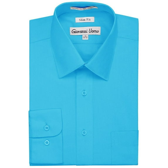 Gentlemens Collection Mens Dress Shirts - Slim Fit Long Sleeve Solid Dress Shirt - Best Dress Shirts for Men