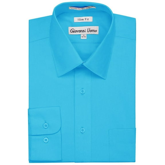 Gentlemens Collection Mens Dress Shirts - Slim Fit Long Sleeve Solid Dress Shirt - Best Dress Shirts for Men