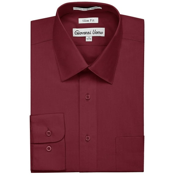 Gentlemens Collection Mens Dress Shirts - Slim Fit Long Sleeve Solid Dress Shirt - Best Dress Shirts for Men