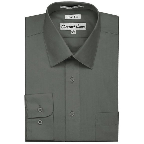 Gentlemens Collection Mens Dress Shirts - Slim Fit Long Sleeve Solid Dress Shirt - Best Dress Shirts for Men