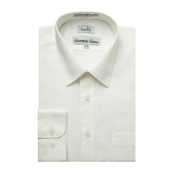 Gentlemens Collection Mens Dress Shirts - Slim Fit Long Sleeve Solid Dress Shirt - Best Dress Shirts for Men