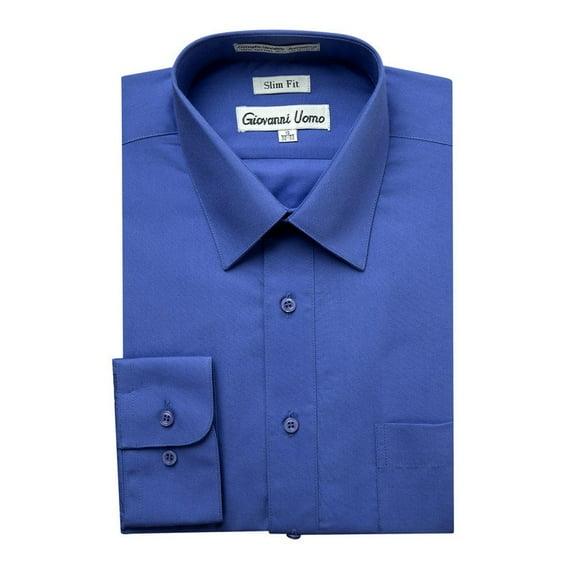Gentlemens Collection Mens Dress Shirts - Slim Fit Long Sleeve Solid Dress Shirt - Best Dress Shirts for Men