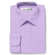 Gentlemens Collection Men's Slim Fit Long Sleeve Solid Dress Shirt - Lavender,17.5" Neck 36/37" Sleeve Slim