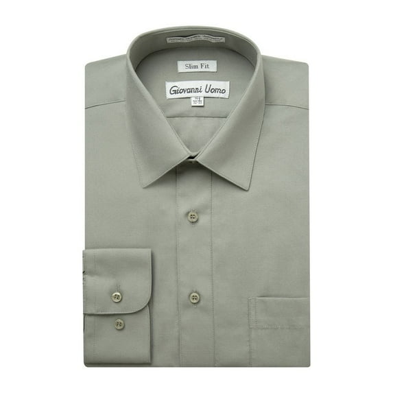 Gentlemens Collection Mens Dress Shirts - Slim Fit Long Sleeve Solid Dress Shirt - Best Dress Shirts for Men