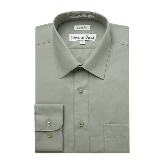 Gentlemens Collection Mens Dress Shirts - Slim Fit Long Sleeve Solid Dress Shirt - Best Dress Shirts for Men