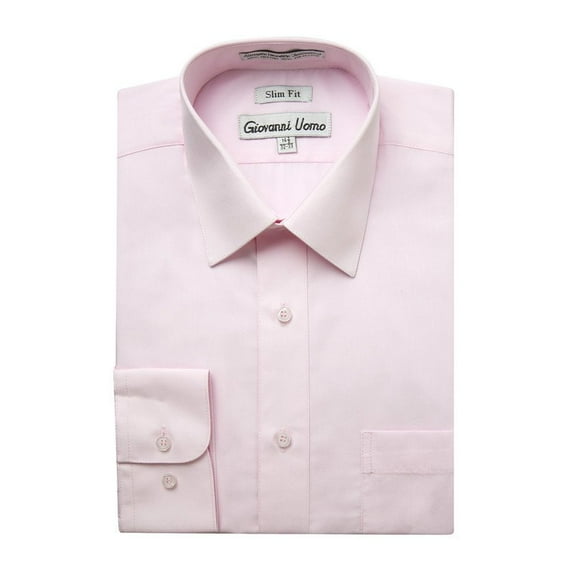 Gentlemens Collection Mens Dress Shirts - Slim Fit Long Sleeve Solid Dress Shirt - Best Dress Shirts for Men