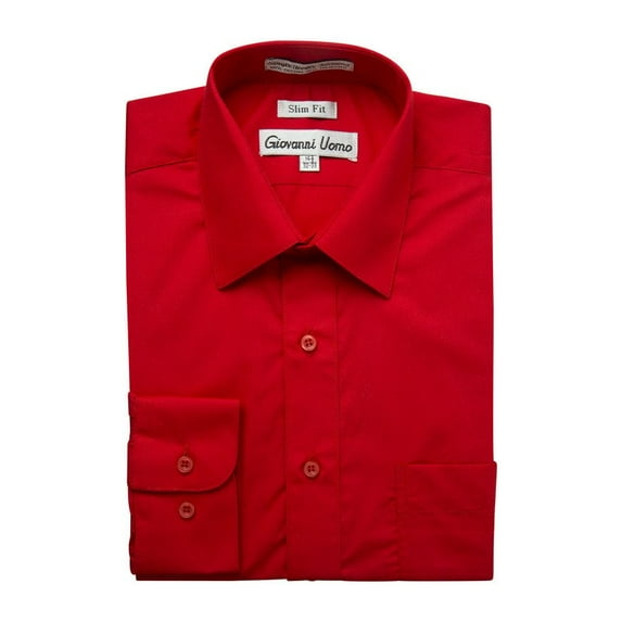 Gentlemens Collection Mens Dress Shirts - Slim Fit Long Sleeve Solid Dress Shirt - Best Dress Shirts for Men