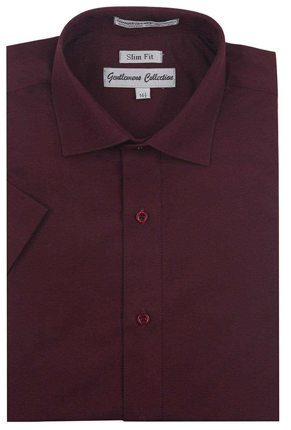 Gentlemens Collection Mens 1904S Short Sleeve Slim Fit Easy Care Dress Shirt - Burgundy -15.5 - Walmart.com Gentlemens Collection Mens 1904S Short Sleeve Slim Fit Easy Care Dress Shirt - Burgundy -15.5 - Walmart.com
