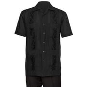 Gentlemens Collection Mens Guaybera Shirt - Embroidered Black 3X