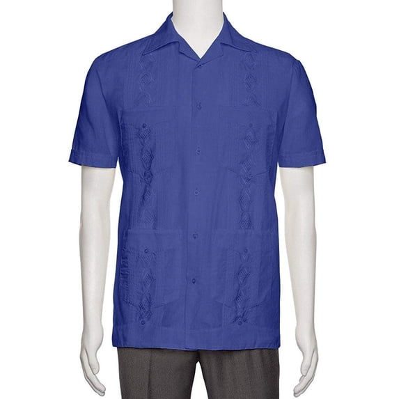 Gentlemens Collection Mens Guaybera Shirt - Embroidered French Blue 3X