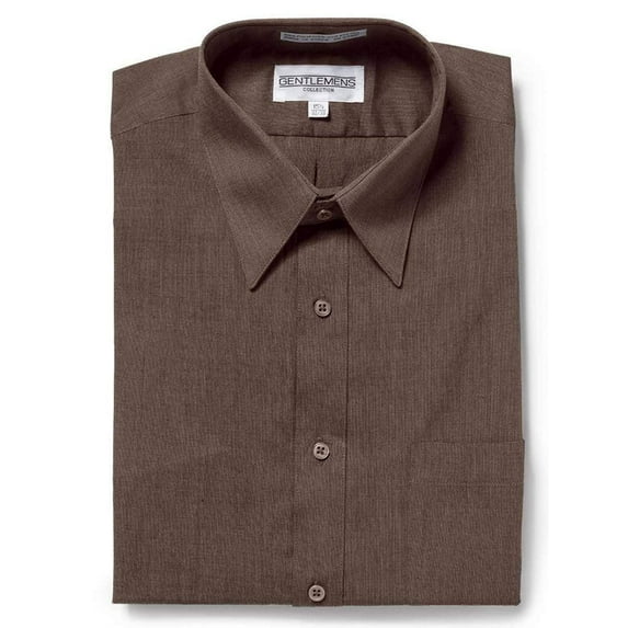 Gentlemens Collection Mens Long Sleeve Dress Shirt - Broadcloth Brown 15.5-4/5