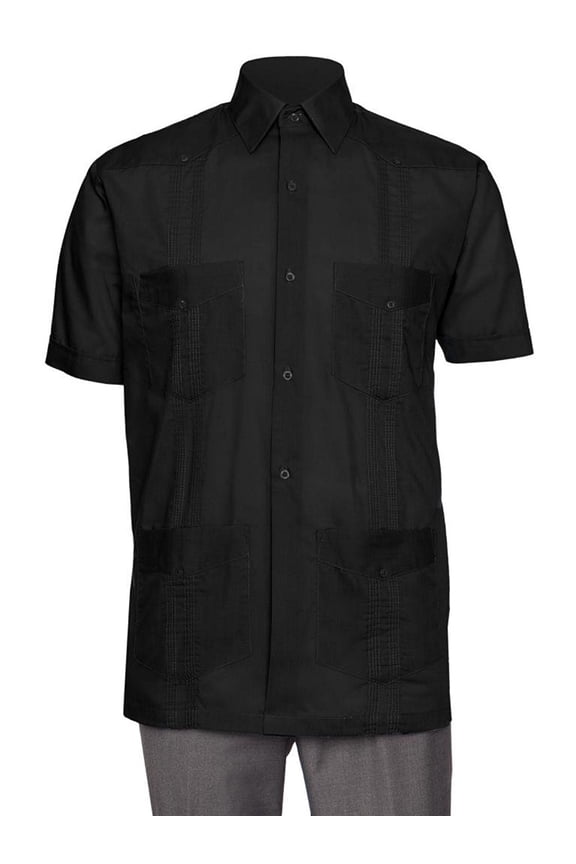 Mens Short Sleeve Linen Look Guayabera Shirt