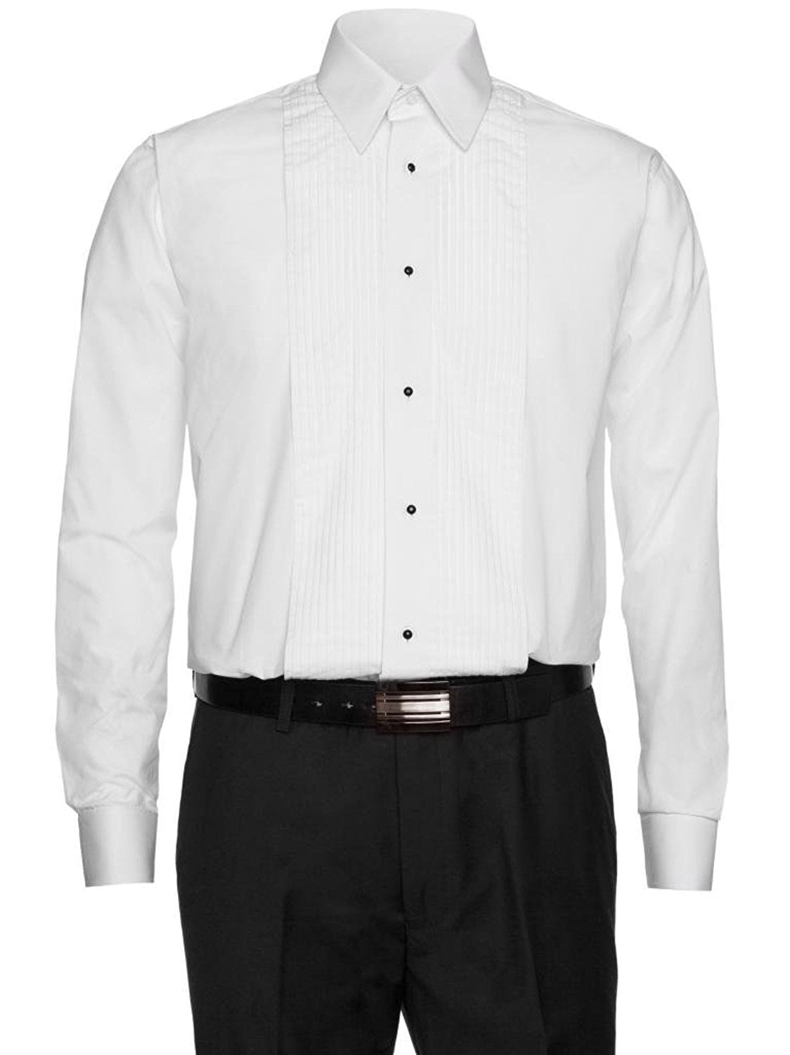 Mens White Tuxedo Shirt 1/4 Inch Pleats with Bow Tie - Walmart.com