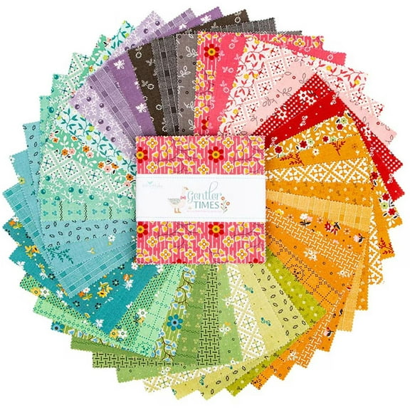 Gentler Times Riley Blake Stacker by Lori Holt of Bee in My Bonnet; 42 - 5" Precut Fabric Quilt Squares