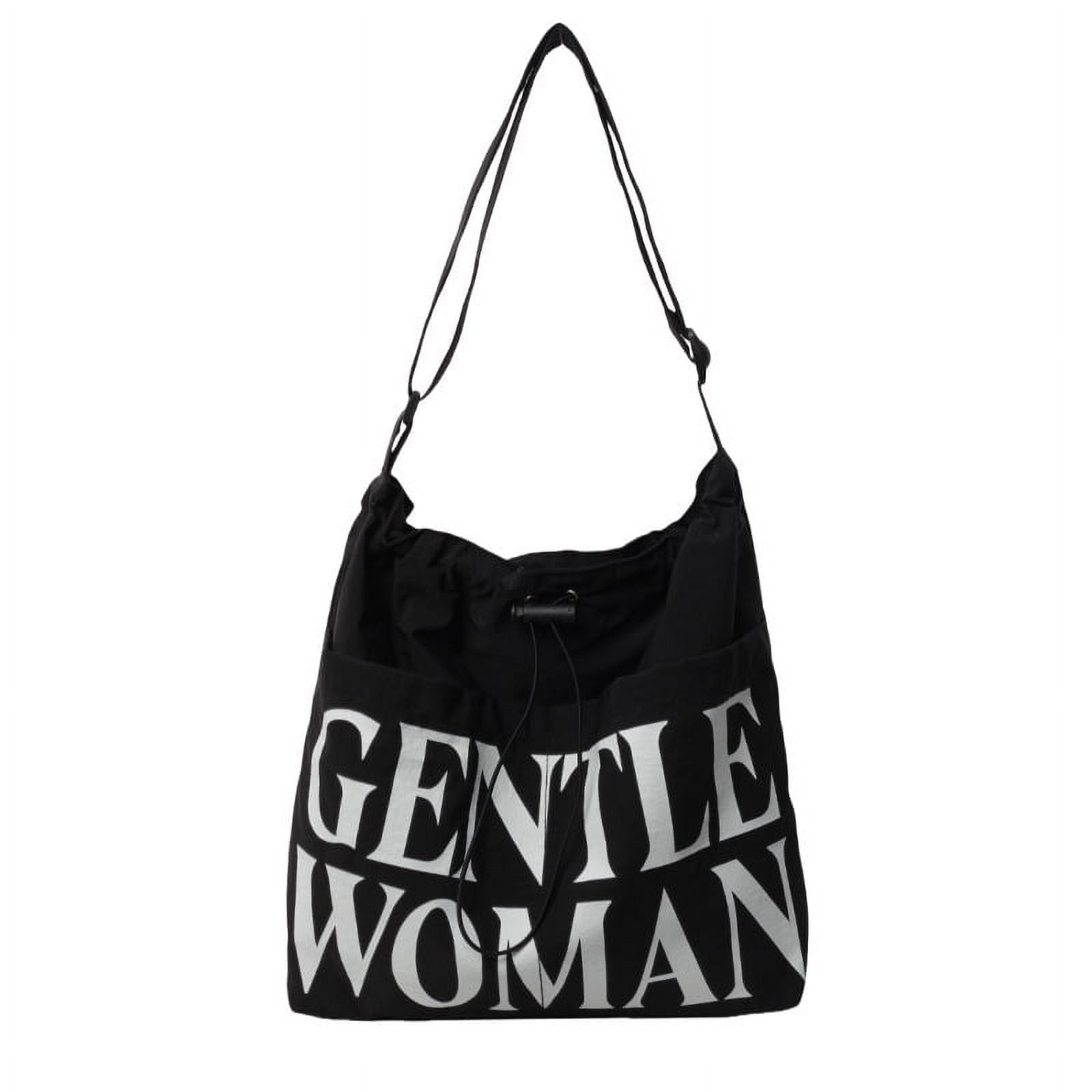 Gentlewoman® Aesthetic Canvas Tote Bag Crossbody Bags with Inner Pocket for Women, Large Capacity Shoulder Bag for Travel Work Sport，Black