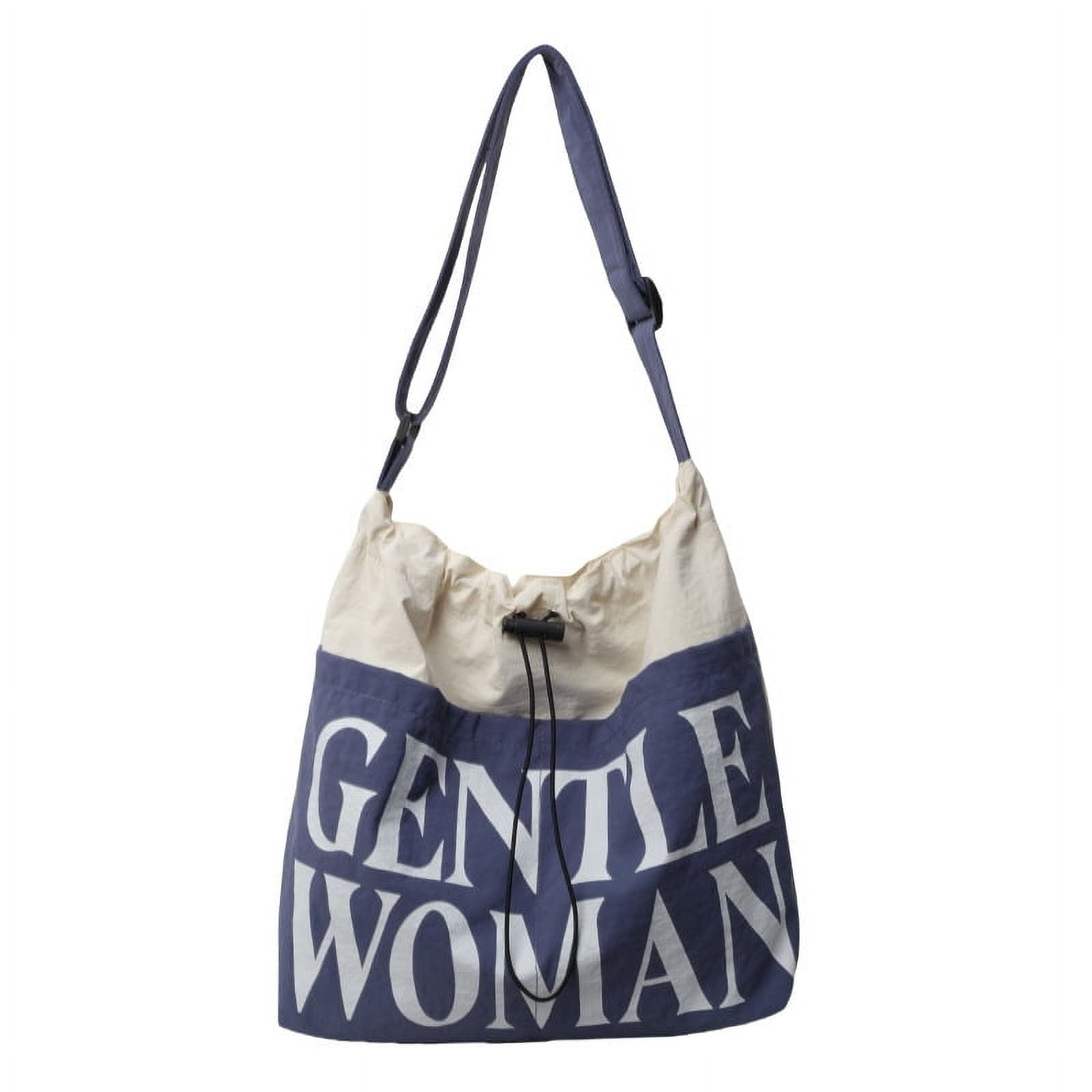 Gentlewoman® Aesthetic Canvas Tote Bag Crossbody Bags with Inner Pocket for Women, Large Capacity Shoulder Bag for Travel Work Sport，White and blue