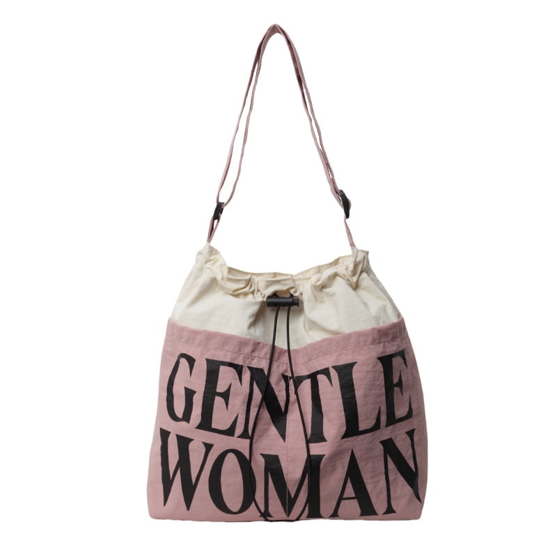 Gentlewoman® Aesthetic Canvas Tote Bag Crossbody Bags with Inner Pocket for Women, Large Capacity Shoulder Bag for Travel Work Sport，White and pink