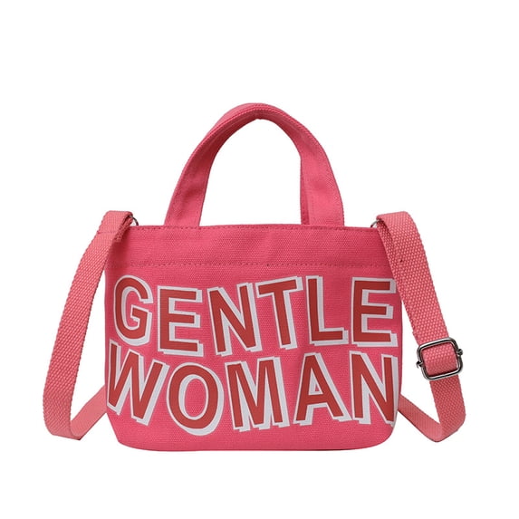 Gentlewoman®Tote Bag Canvas Crossbody bag Handbags Handheld Shoulder Bag with Zipper Purse for School Travel,Pink