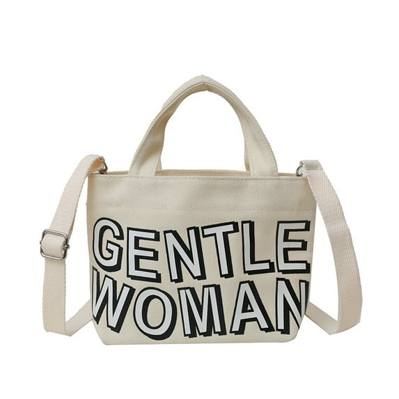 Gentlewoman®Tote Bag Canvas Crossbody bag Handbags Handheld Shoulder Bag with Zipper Purse for School Travel,White