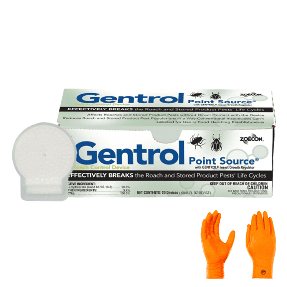Gentrol Point Source IGR Discs (20 Pack) German Cockroach Growth Regulator - with USA Supply Gloves & Pest Identification Card