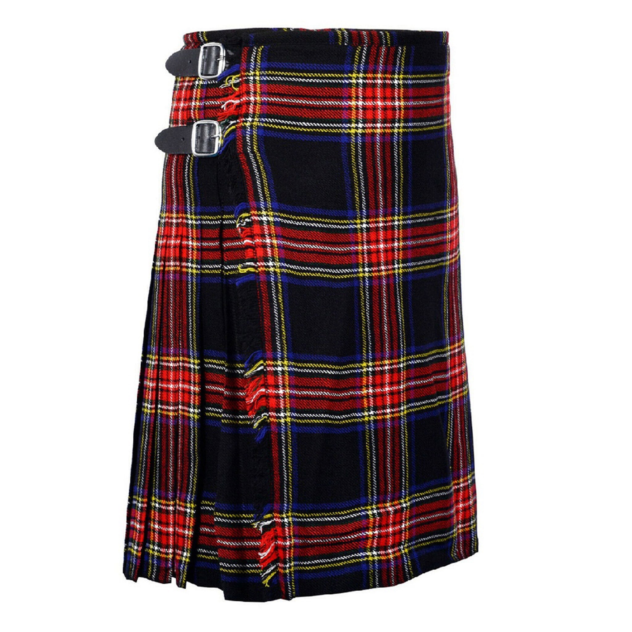 Gentry Choice® Clan Tartan Kilt Black Stewart 8 Yards Mens Traditional