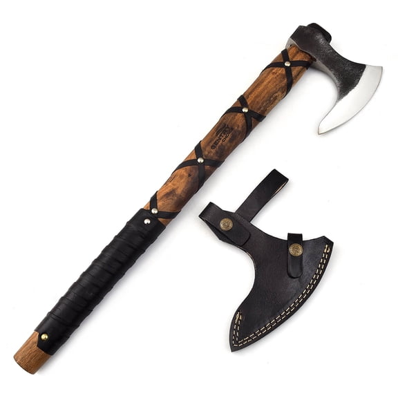 Gentry Choice Viking Axe Hatchet 19 Camping Axe w/ Leather Sheath