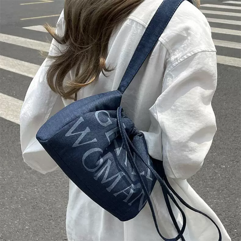 Gentwoman dumpling bag denim ruched crossbody bag fashion