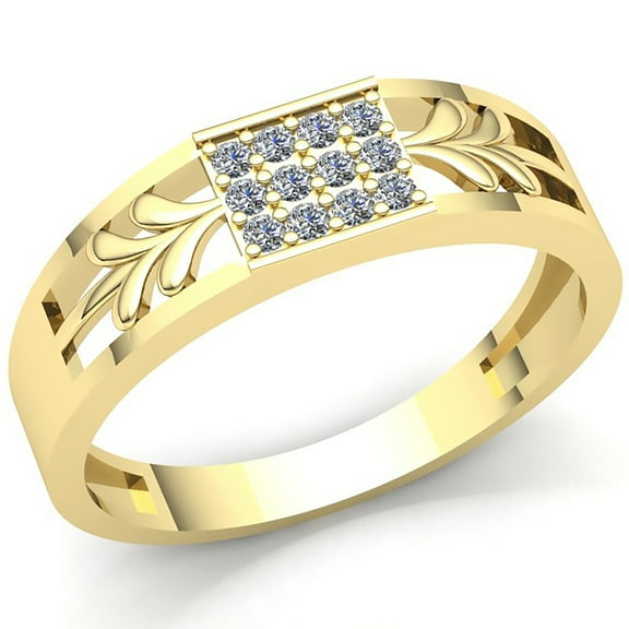 Genuine 0.15ct Round Cut Diamond Mens Cluster Personalized Anniversary Wedding Band Solid 18K Rose, White or Yellow Gold F VS1