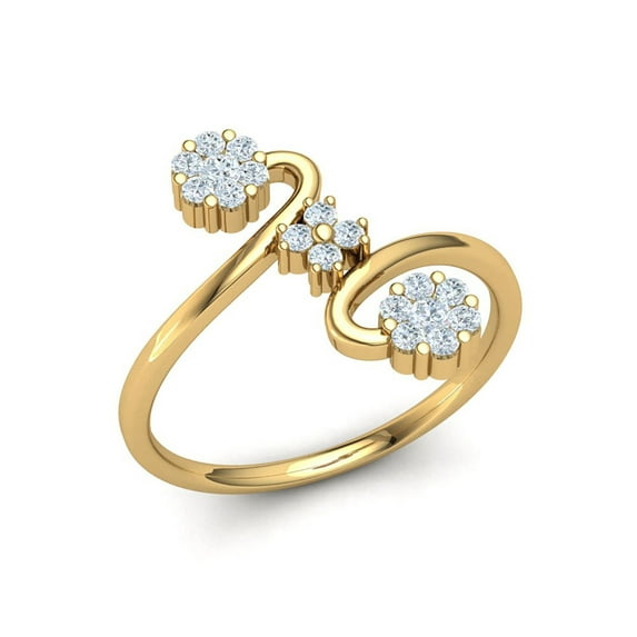 Genuine 0.3ctw Round Cut Diamond Prong Fancy Forever Us Engagement Ring Bridal Wedding Solid 18K Gold G SI1