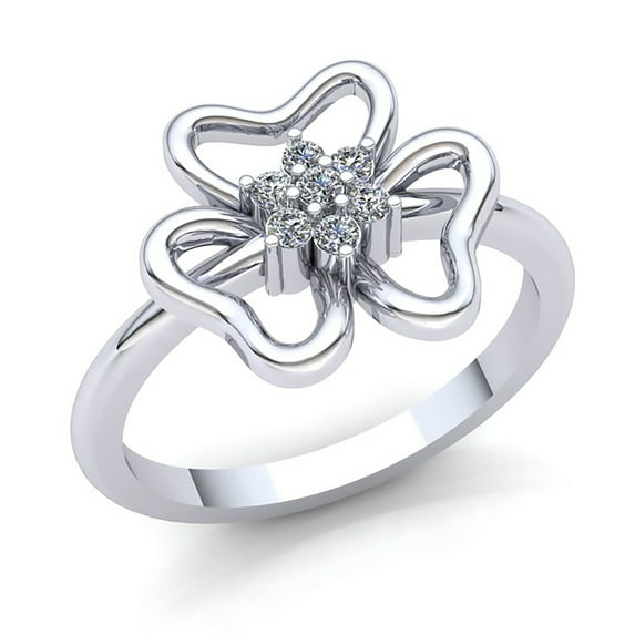 Genuine 0.5ct Round Cut Diamond Ladies Flower Fancy Engagement Anniversary Ring Solid 18K Rose, White or Yellow Gold F VS1