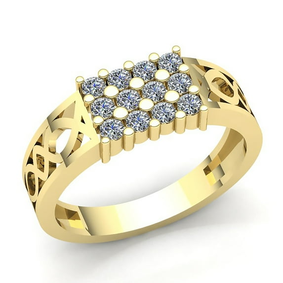 Genuine 0.5ct Round Cut Diamond Mens Cluster Engagement Anniversary Ring Solid 14K Rose, White or Yellow Gold GH SI1