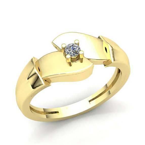 Genuine 0.5ct Round Cut Diamond Mens Fancy Solitaire Anniversary Engagement Ring Solid 18K Rose, White or Yellow Gold F VS1