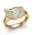 thumbnail image 1 of Genuine 0.5ct Round Cut Diamond Prong Cupid Arrow Heart Anniversary Band Ring Bridal Solid 18K Gold F VS1, 1 of 3