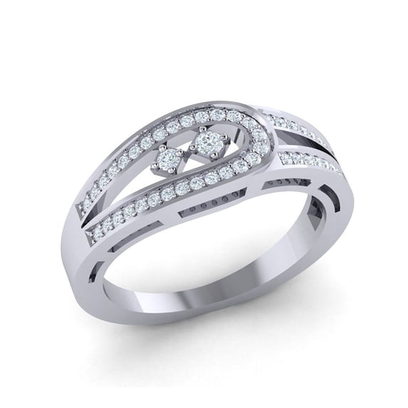 Genuine 0.5ct Round Cut Diamond Prong Fancy Women's U Anniversary Ring Solid Bridal Band Solid 18K Gold G SI1