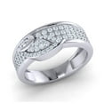 thumbnail image 1 of Genuine 0.5ct Round Cut Diamond Prong Women's 3Row Fancy Wedding Band Ring Bridal Anniversary Solid 18K Gold G SI1, 1 of 3