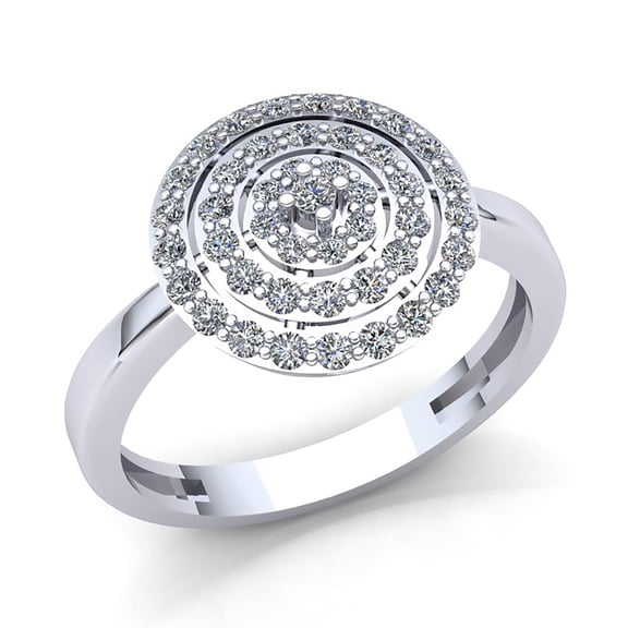 Genuine 0.5ctw Round Cut Diamond Ladies Bridal Halo Anniversary Engagement Ring Solid 18K Rose, White or Yellow Gold F VS1