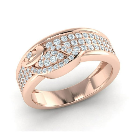 Genuine 0.5ctw Round Cut Diamond Prong 3Row Ladies Fancy Anniversary Band Bridal Ring Solid 14K Gold GH I1