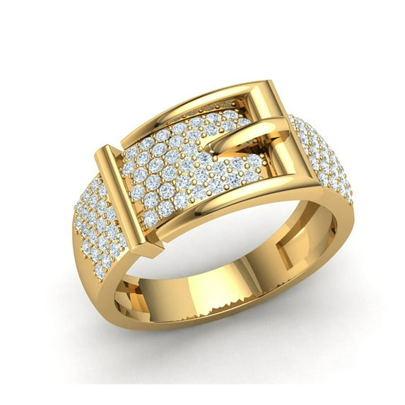 Genuine 0.6ct Round Cut Diamond Prong Fancy Unisex Wedding Band Belt Ring Anniversary Solid 10K Gold GH SI1