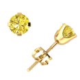 thumbnail image 1 of Genuine 0.75Ct Round Cut Yellow Diamond Stud Earrings 14k Yellow Gold 4Prong SI2, 1 of 1