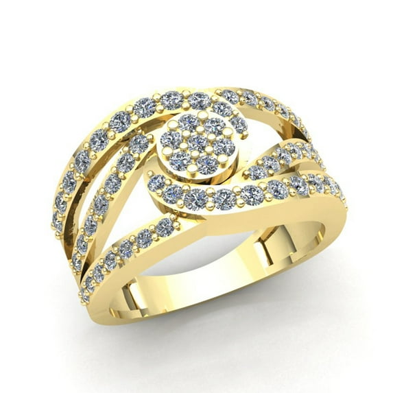 Genuine 0.75ctw Round Cut Diamond Ladies Bridal CrissCross Anniversary Engagement Ring Solid 10K Rose, White or Yellow Gold J SI2