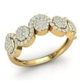 thumbnail image 1 of Genuine 0.75ctw Round Cut Diamond Prong Fancy Cluster Wave Anniversary Band Bridal Ring Solid 18K Gold F VS1, 1 of 3