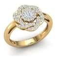 thumbnail image 1 of Genuine 0.7ctw Round Cut Diamond Prong Ladies Fancy Cluster Right Hand Ring Solid 10K Gold J SI2, 1 of 3