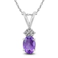 thumbnail image 1 of Genuine 1.00 Carat Natural 7x5mm Oval Shaped Amethyst with White Topaz Necklace In 925 Sterling Silver, 1 of 5
