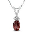 thumbnail image 1 of Genuine 1.00 Carat Natural 7x5mm Oval Shaped Garnet with White Topaz Necklace In 925 Sterling Silver, 1 of 5